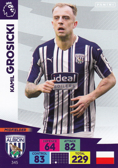 #345 Kamil Grosicki (West Bromwich Albion) Adrenalyn XL Premier League 2020/21