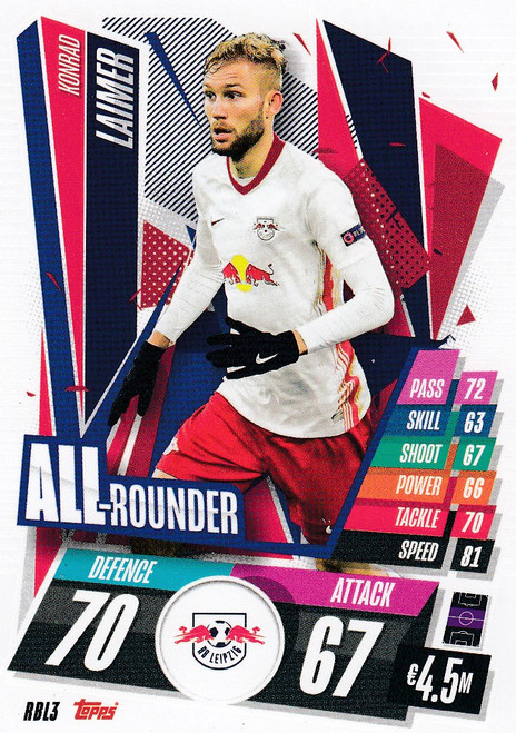 #RBL3 Konrad Laimer (RB Leipzig) Match Attax Champions League 2020/21 ALL ROUNDER