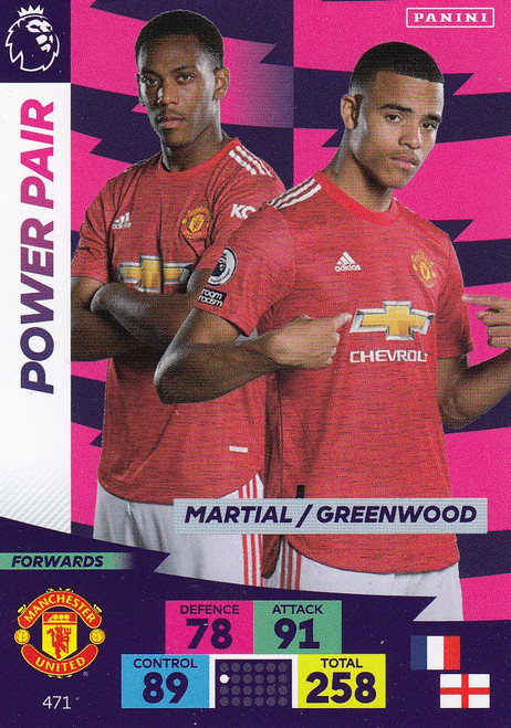 #471 Martial/Greenwood (Manchester United) Adrenalyn XL Premier League PLUS 2020/21 POWER PAIR