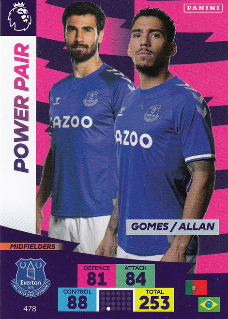 #478 Gomes/Allan (Everton) Adrenalyn XL Premier League PLUS 2020/21 POWER PAIR