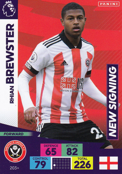 #203+ Rhian Brewster (Sheffield United) Adrenalyn XL Premier League PLUS 2020/21 NEW SIGNING