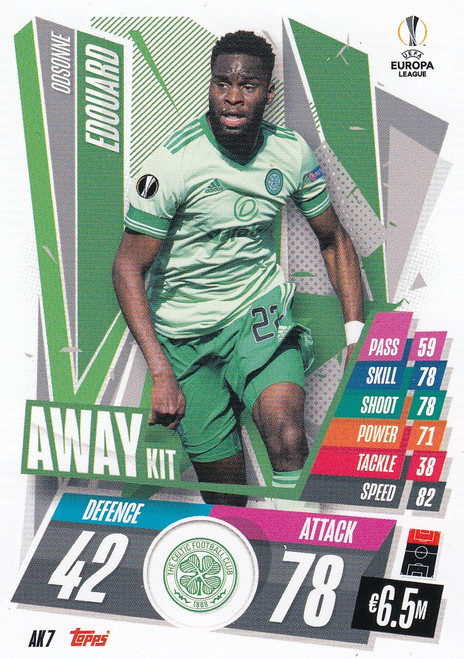 #AK7 Odsonne Edouard (Celtic) Match Attax EXTRA 2020/21 AWAY KIT