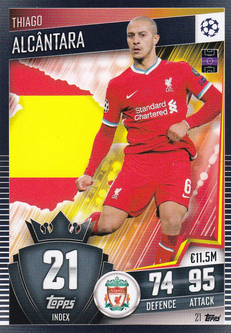 #21 Thiago Alcântara (Liverpool) Match Attax 101 2020/21