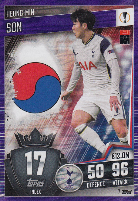 #17 Heung-Min Son (Tottenham Hotspur) Match Attax 101 2020/21 PURPLE PARALLEL