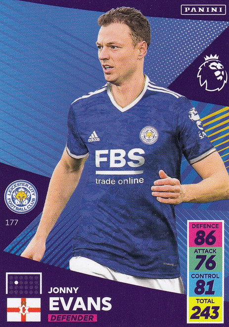 #177 Jonny Evans (Leicester City) Adrenalyn XL Premier League 2021/22