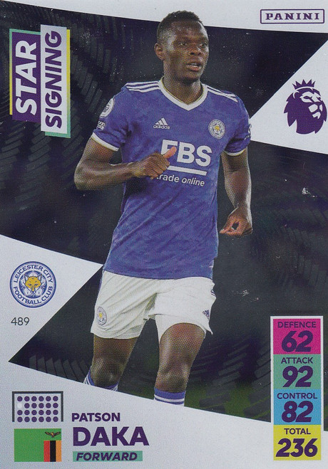 #489 Patson Daka (Leicester City) Adrenalyn XL Premier League 2021/22 STAR SIGNING