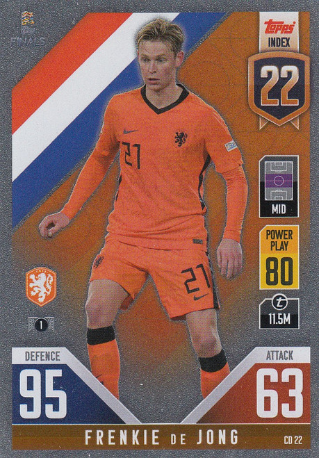 #CD22 Frenkie de Jong (Netherlands) Match Attax 101 2022 101 COUNTDOWN