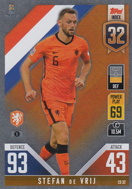 #CD32 Stephan de Vrij (Netherlands) Match Attax 101 2022 101 COUNTDOWN