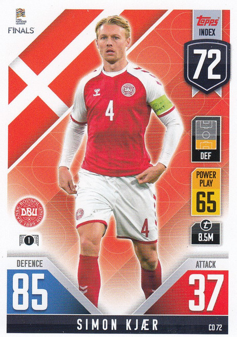 #CD72 Simon Kjaer (Denmark) Match Attax 101 2022 101 COUNTDOWN