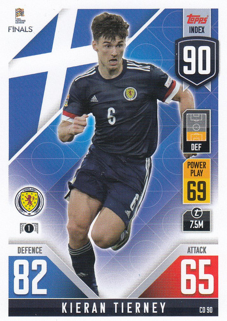 #CD90 Kieran Tierney (Scotland) Match Attax 101 2022 101 COUNTDOWN