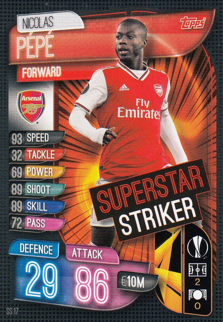 #SS17 Nicolas Pepe (Arsenal FC) Match Attax EXTRA 2019/20 SUPER STRIKER