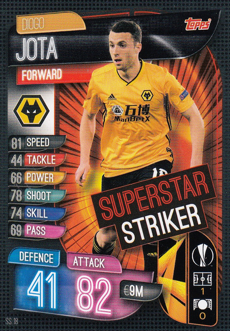 #SS18 Diogo Jota (Wolverhampton Wanderers) Match Attax EXTRA 2019/20 SUPER STRIKER