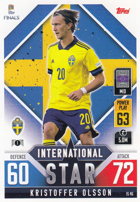 #IS46 Kristoffer Olsson (Sweden) Match Attax 101 2022 INTERNATIONAL STAR