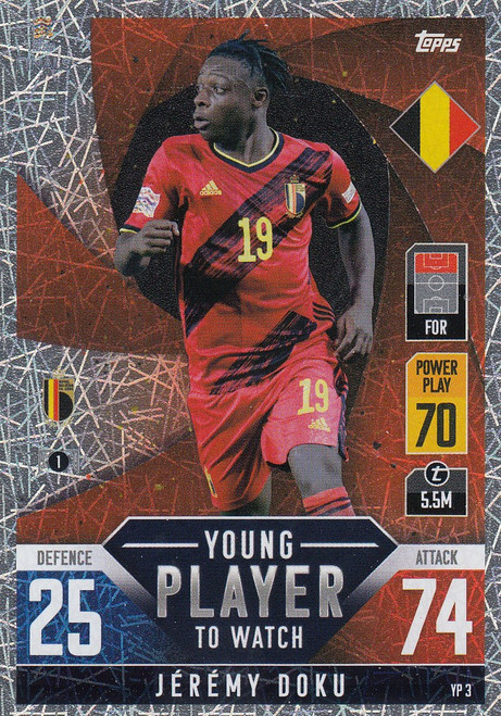 #YP3 Jeremy Doku (Belgium) MATCH ATTAX 101 2022 YOUNG PLAYER