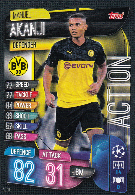 #AC10 Manuel Akanji (Borussia Dortmund) Match Attax EXTRA 2019/20 ACTION