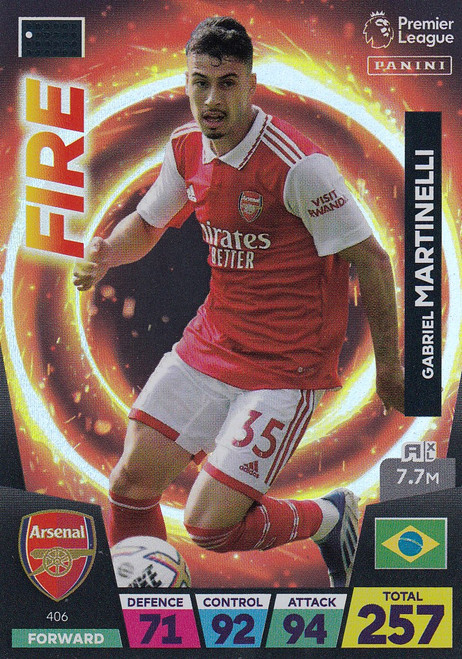 #406 Gabriel Martinelli (Arsenal) Adrenalyn XL Premier League 2023 FIRE