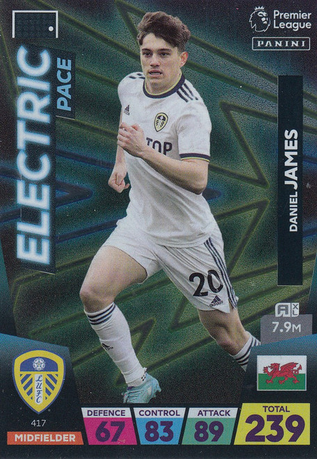 #417 Daniel James (Leeds United) Adrenalyn XL Premier League 2023 ELECTRIC PACE