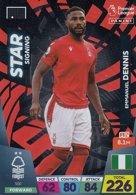 #500 Emmanuel Dennis (Nottingham Forest) Adrenalyn XL Premier League 2023 STAR SIGNING