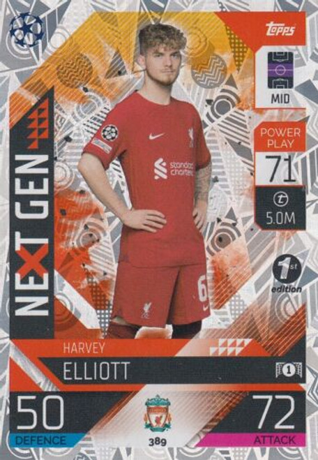 #389 Harvey Elliott (Liverpool) - 1ST EDITION (NEXT GEN) - Topps Match Attax 2022/23