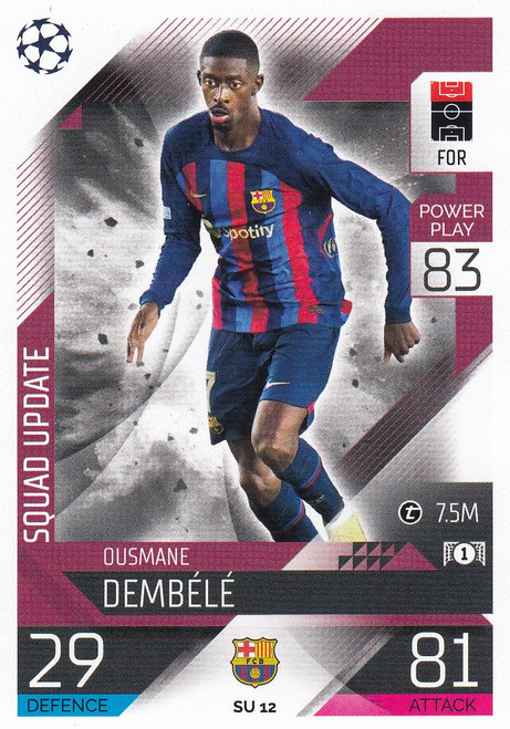 SU012 - Ousmane Dembélé (Barcelona) - SQUAD UPDATE - Topps Match Attax Extra 2022/23
