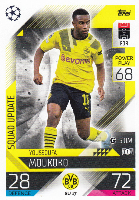 SU017 - Youssoufa Moukoko (Borussia Dortmund) - SQUAD UPDATE - Topps Match Attax Extra 2022/23