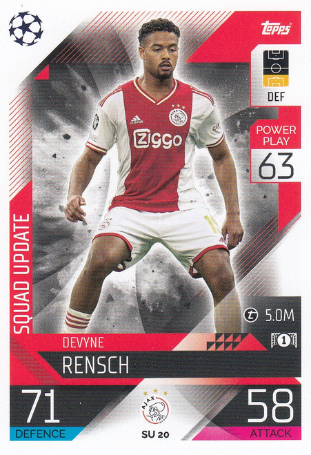 SU020 - Devyne Rensch (Ajax) - SQUAD UPDATE - Topps Match Attax Extra 2022/23