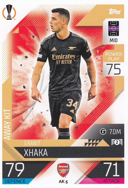 AK005 - Granit Xhaka (Arsenal) - AWAY KIT - Topps Match Attax Extra 2022/23