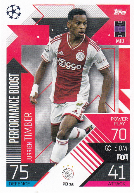 PB015 - Jurriën Timber (Ajax) - PERFORMANCE BOOST - Topps Match Attax Extra 2022/23