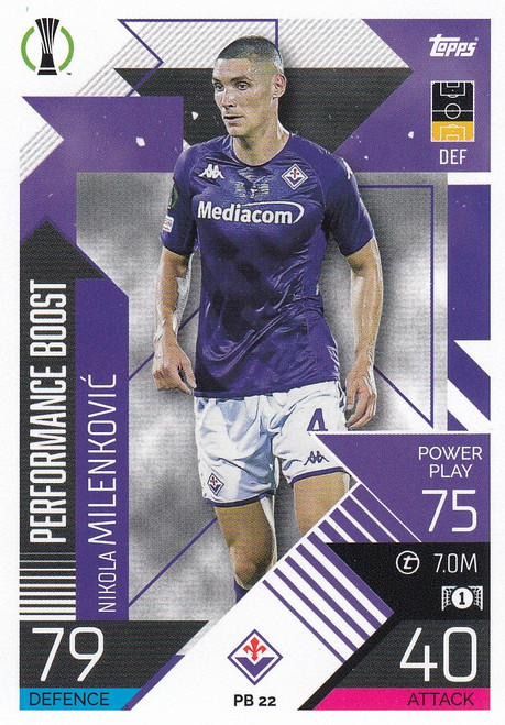 PB022 - Nikola Milenkovic (Fiorentina) - PERFORMANCE BOOST - Topps Match Attax Extra 2022/23