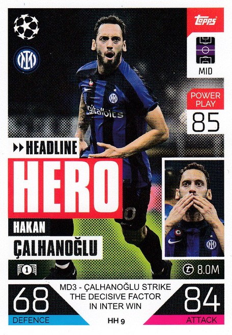 HH009 - Hakan Çalhanoglu (Inter Milan) - HEADLINE HERO - Topps Match Attax Extra 2022/23