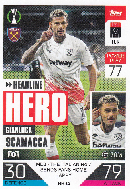 #HH12 Gianluca Scamacca (West Ham United) Match Attax EXTRA Champions League 2022/23