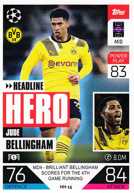HH015 - Jude Bellingham (Borussia Dortmund) - HEADLINE HERO - Topps Match Attax Extra 2022/23