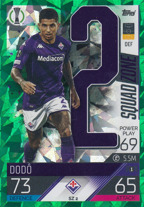 SZ002 - Dodô (Fiorentina) - EMERALD PARALLEL (SQUAD ZONE) - Topps Match Attax Extra 2022/23