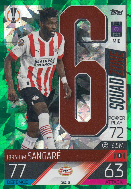 SZ006 - Ibrahim Sangaré (PSV) - EMERALD PARALLEL (SQUAD ZONE) - Topps Match Attax Extra 2022/23