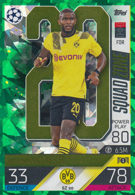SZ020 - Anthony Modeste (Borussia Dortmund) - EMERALD PARALLEL (SQUAD ZONE) - Topps Match Attax Extra 2022/23