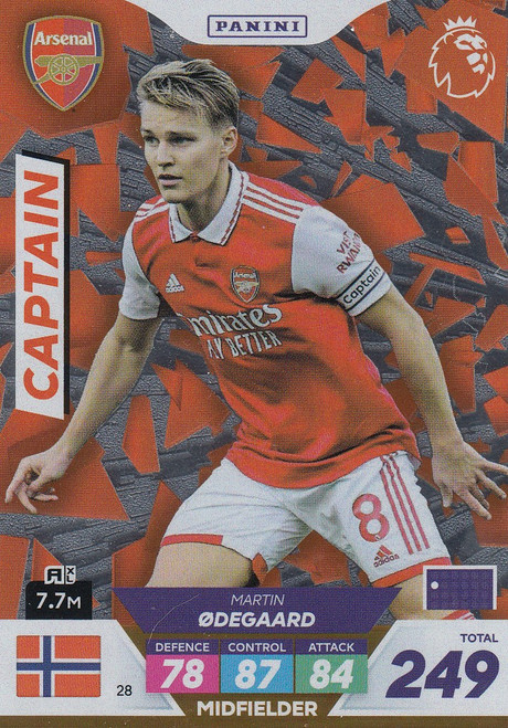 #28 Martin Ødegaard (Arsenal) Adrenalyn XL Premier League PLUS 2023 CAPTAIN