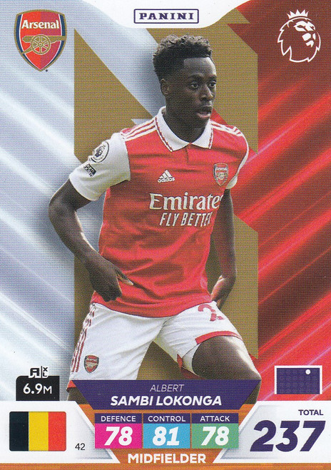 #42 Albert Sambi Lokonga (Arsenal) Adrenalyn XL Premier League PLUS 2023