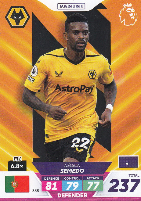 #358 Nélson Semedo (Wolverhampton Wanderers) Adrenalyn XL Premier League PLUS 2023