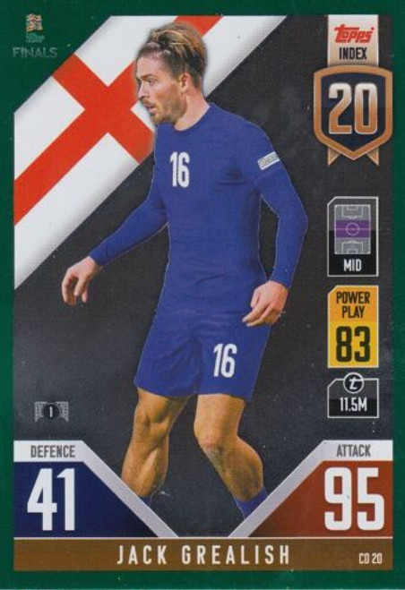 CD020 - Jack Grealish (England) - GREEN PARALLEL - Topps Match Attax 101 2022 (Nations League) CD020 - Jack Grealish (England) - GREEN PARALLEL - Topps Match Attax 101 2022 (Nations League)