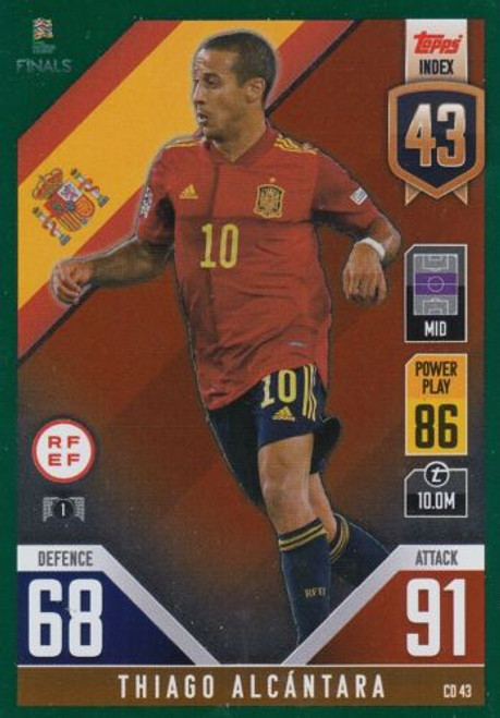 CD043 - Thiago Alcantara (Spain) - GREEN PARALLEL - Topps Match Attax 101 2022 (Nations League) CD043 - Thiago Alcantara (Spain) - GREEN PARALLEL - Topps Match Attax 101 2022 (Nations League)