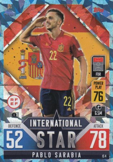 #IS4 Pablo Sarabia (Spain) Match Attax 101 2022 BLUE CRYSTAL PARALLEL