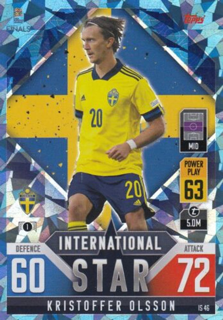 #IS46 Kristoffer Olssen (Sweden) Match Attax 101 2022 BLUE CRYSTAL PARALLEL