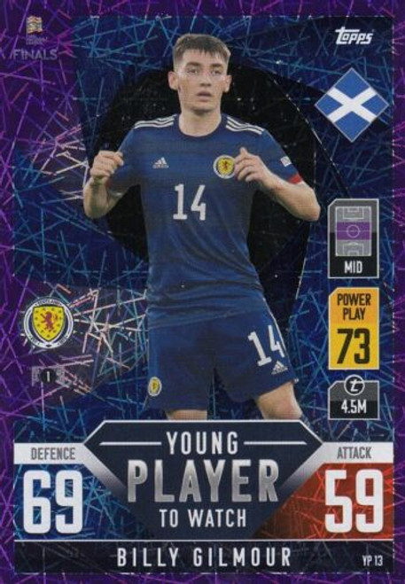 YP013 - Billy Gilmour (Scotland) - PURPLE PARALLEL (YOUNG PLAYER TO WATCH) - Topps Match Attax 101 2022 (Nations League)