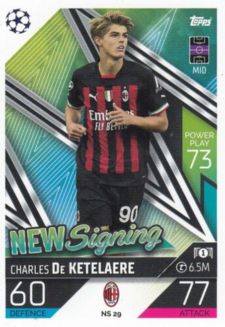 NS029 - Charles De Ketelaere (AC Milan) - NEW SIGNING (UPDATE) - Topps Match Attax 2022/23
