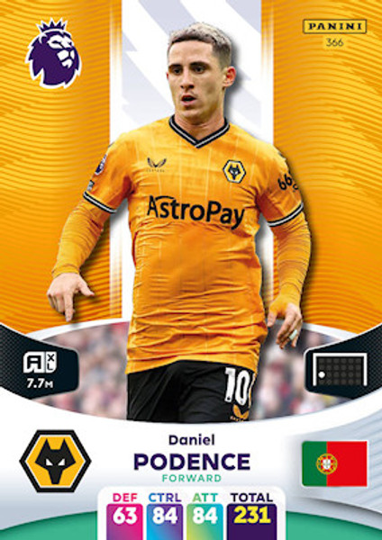 #366 Daniel Podence (Wolverhampton Wanderers) Adrenalyn XL Premier League 2024