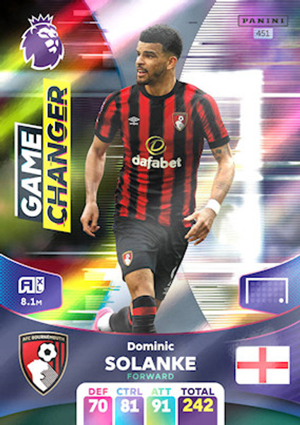 #451 Dominic Solanke (AFC Bournemouth) Adrenalyn XL Premier League 2024 GAME CHANGER