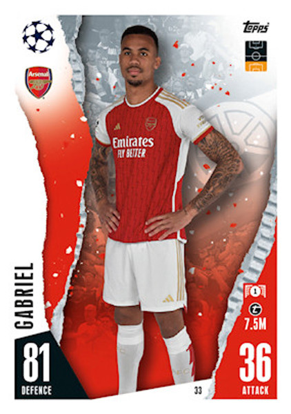 #33 Gabriel (Arsenal) Match Attax Champions League 2023/24