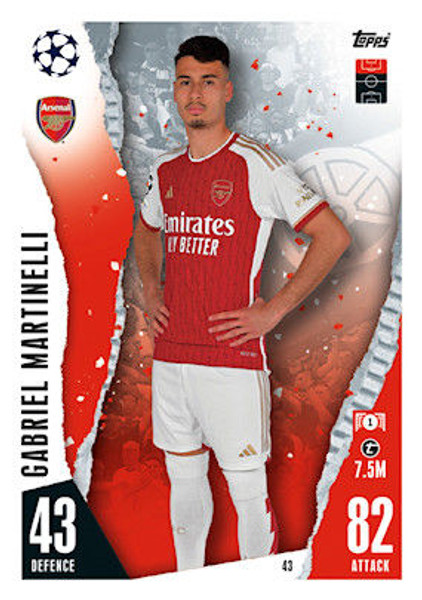 #43 Gabriel Martinelli (Arsenal) Match Attax Champions League 2023/24