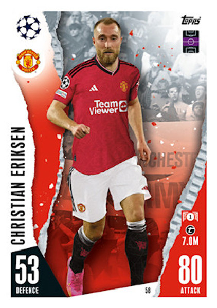 #58 Christian Eriksen (Manchester United) Match Attax Champions League 2023/24