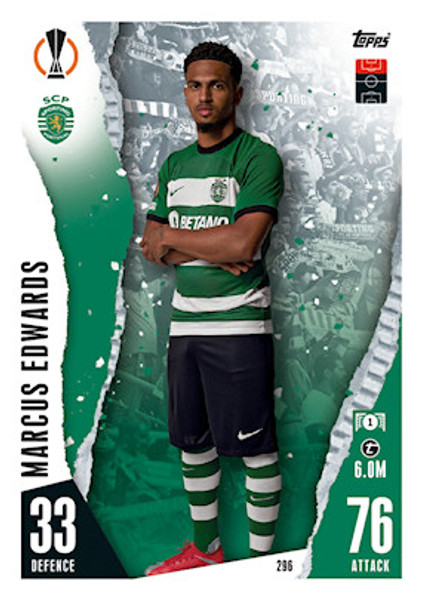 #296 Marcus Edwards (Sporting Clube de Portugal) Match Attax Champions League 2023/24